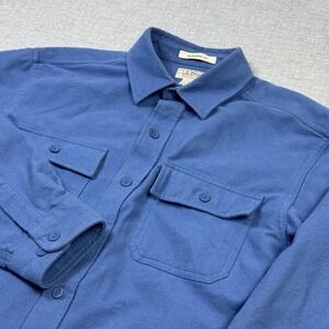 L.L. Bean Chamois Flannel Shirt Mens L Blue Long Sleeve Button-Up Classic Fit